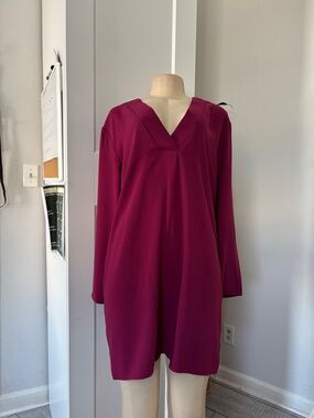 Amanda Uprichard burgundy V-Neck Long Sleeve Dress
